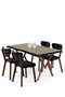 Hanah Home Akort - Juego de mesa y sillas de comedor de 5 piezas, Travertino y Negro